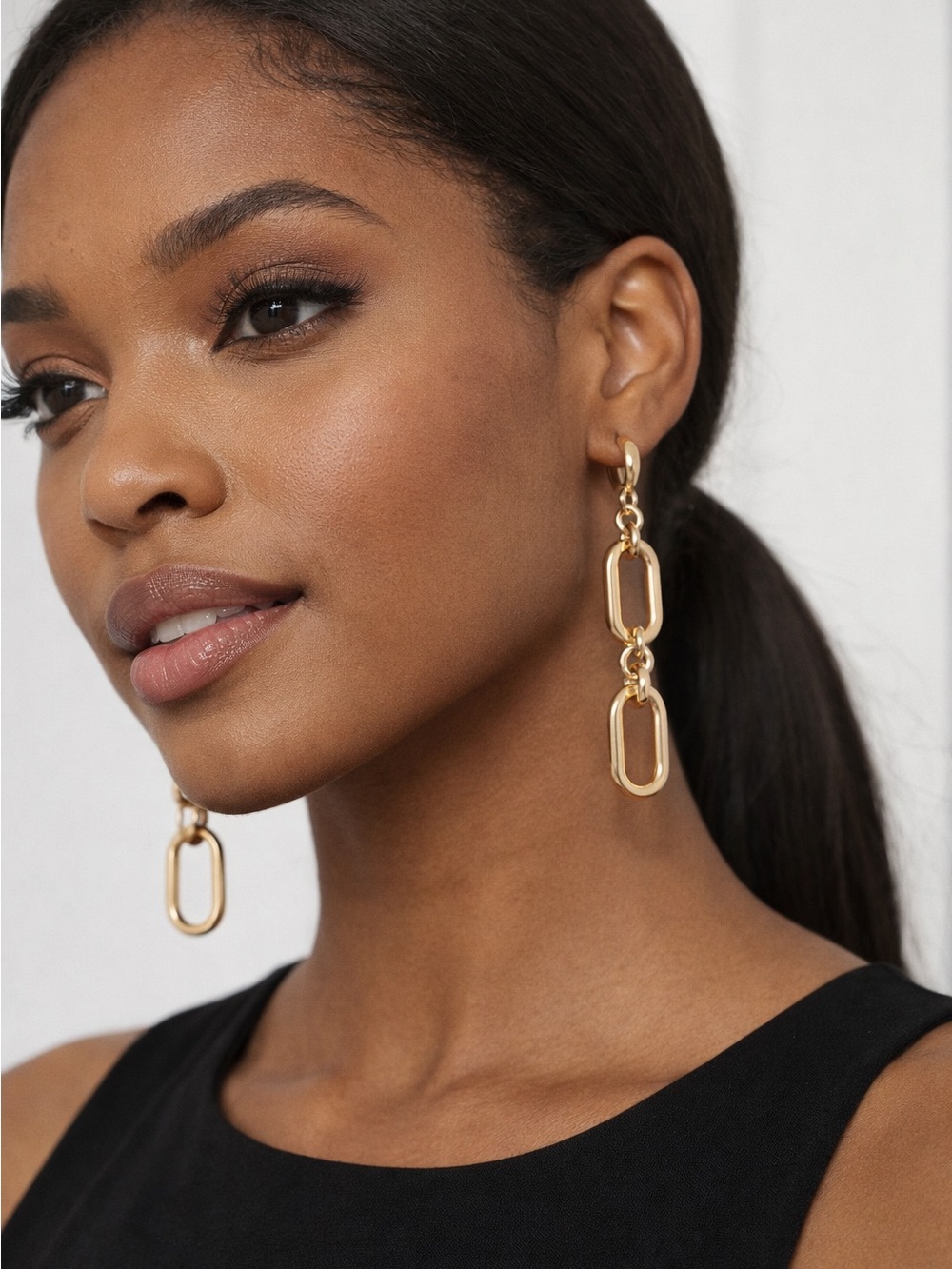 Forever 21 Gold Linked Chain Drop Earrings